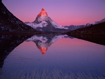 sunrise matterhorn overriffel lake zermatt switzerland